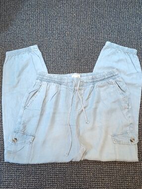 For The Republic Light Blue Drawstring Cargo Pants